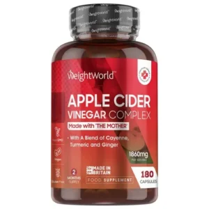 Apple Cider Vinegar with Mother 1860mg 180 Capsules With Probiotics Cayenne Pepper Ginger Turmeric Not ACV Gummies