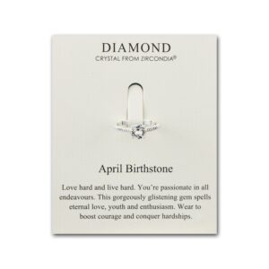 April Diamond Adjustable Birthstone Ring Created with Zircondia® Crystals