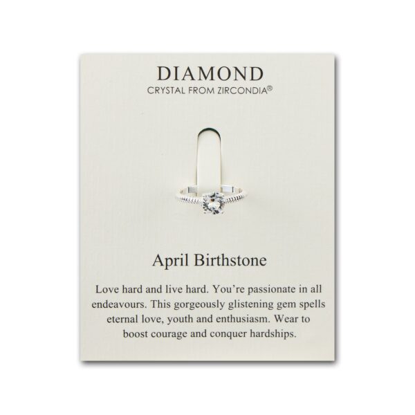 April Diamond Adjustable Birthstone Ring Created with Zircondia® Crystals