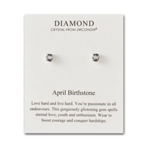 April Diamond Birthstone Earrings Created with Zircondia® Crystals