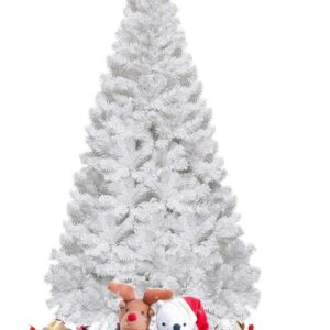 Árbol de Navidad Artificial Blanco Material PVC Soporte de Metal 90120150180210240cm