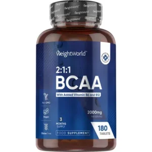 BCAA With B6 B12 1000mg 180 Tablets Amino Acid Muscle Building and Sports Support Supplement Optimal For Athletic Performance