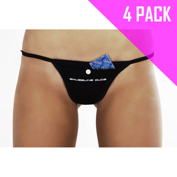 BLACK | SMUGGLING DUDS FEMALE STASH POCKET THONG 4 PACK