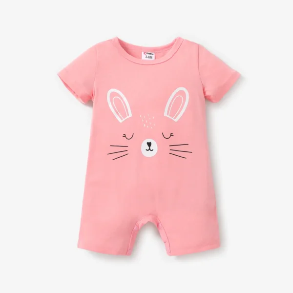 Baby Girl Rabbit Print Short sleeve Romper