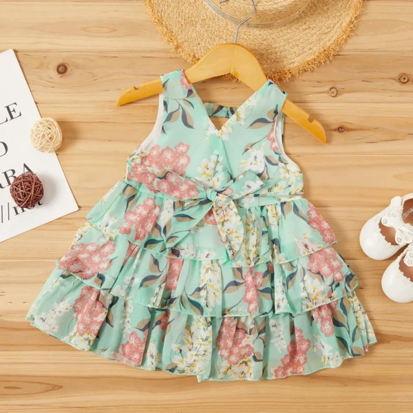 Baby Toddler Girl Pretty Floral Print Layered Dresses