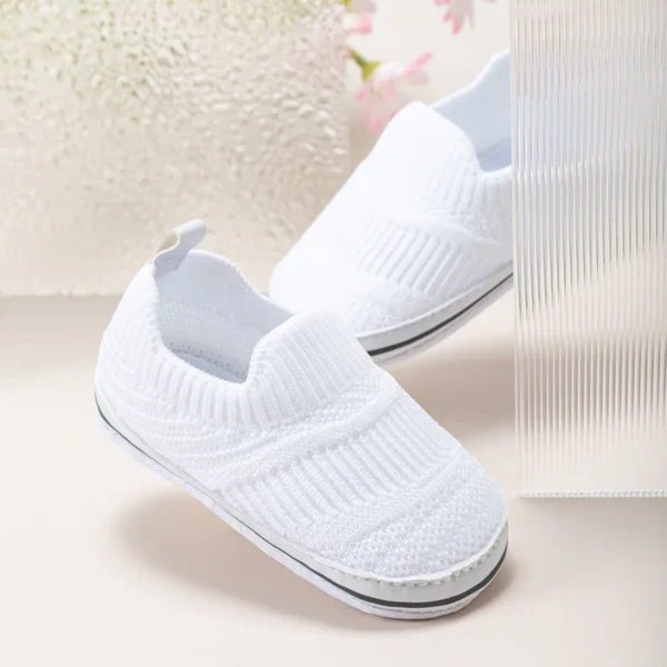 Baby Toddler Stripe Heart Graphic Breathable Slip on Prewalker Shoes