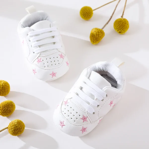 Baby Toddler Valentine Pretty Stars Embroidery Solid Prewalker Shoes Various colors