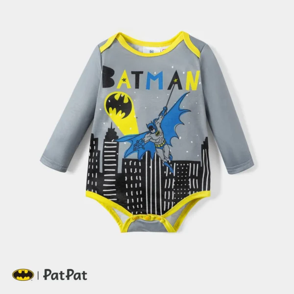 Batman Baby Boy Classic Logo Hooded Sweatshirt and Bodysuit and Pants