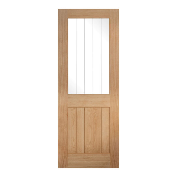 Belize 1L Unfinished Oak Internal Door Clear with Frosted Lines