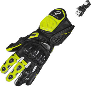 Black Raptor 390 Leather Motorcycle Gloves Black Hi Viz 10cm | L Black Hi Viz