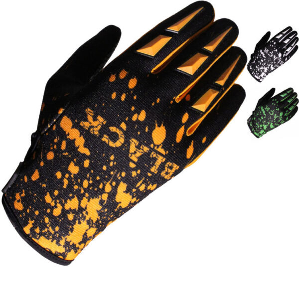 Black Splat Motocross Gloves Green 10cm | L Green