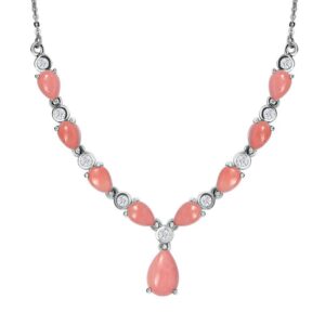 Blush Pfirsich Opal und Zirkon Halskette 3 83 ct