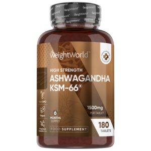 Buy Ashwagandha KSM 66 Tablets 1500 mg 180 Tablets WeightWorldUK