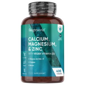 Calcium Magnesium and Zinc with Vitamin D3 400 Tablets Wellness Supplement