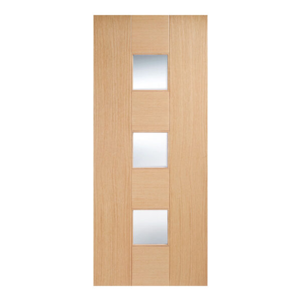 Catalonia 3L Pre Finished Oak Internal Door 3 Lights with Clear Glazing