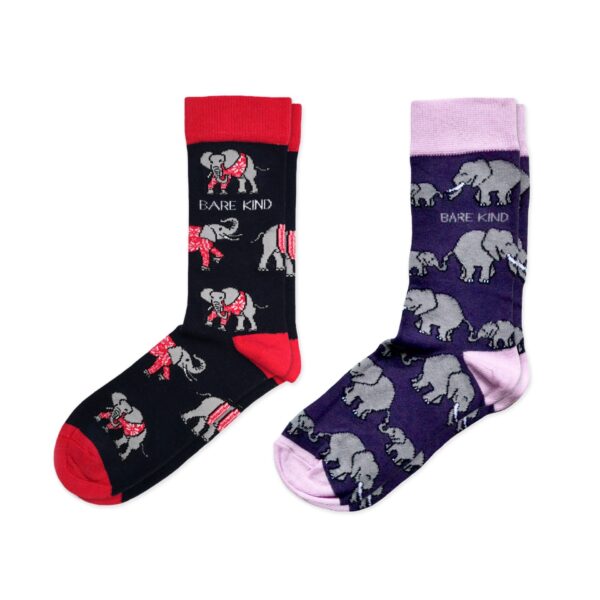 Christmas Elephant 2 Pack Bamboo Sock Set | UK Adult 7 11