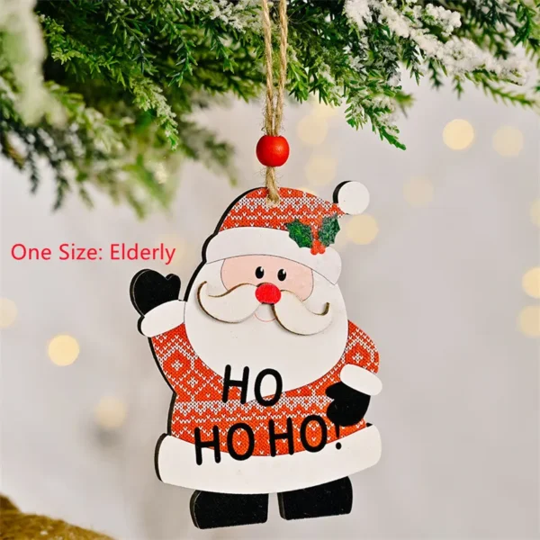 Christmas Pendant Wooden Elk Santa Claus Snowman Pendant Christmas Tree Pendant Decoration