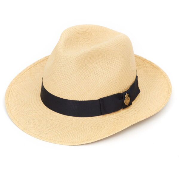 Classic Notting Hill Panama Hat with Navy band Natural