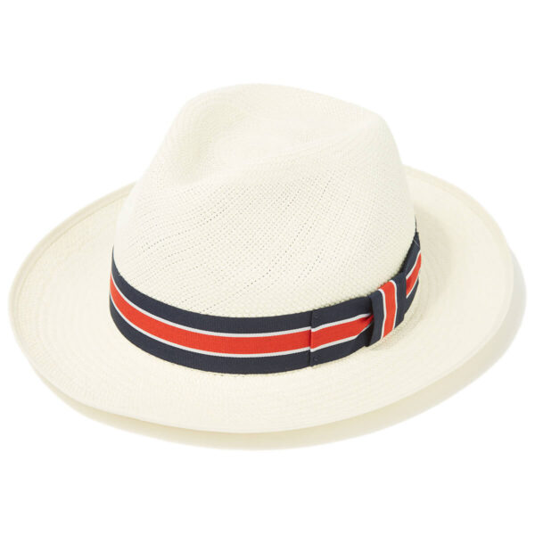 Classic Preset Regimental Panama Hat With No3 Band Cream Binding