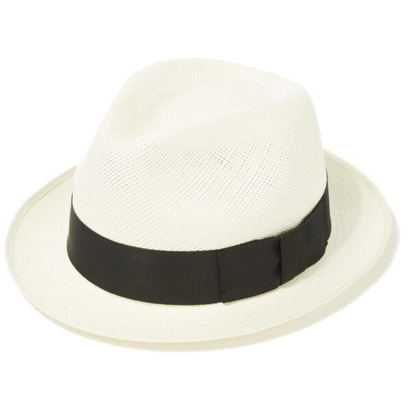 Classic Yorkie Panama Hat with Black Band Cream Binding