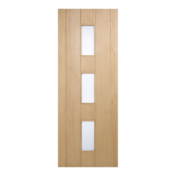 Copenhagen 3L Unfinished Oak External Door 3 Lights With Frosted Double Glazed Unit