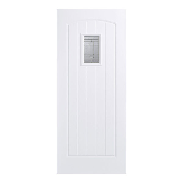 Cottage 1L Pre Finished White External Composite Door 1 Light With Leaded Double Glazed Unit