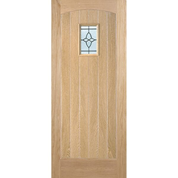 Cottage 1L Unfinished Oak External Door 1 Light With Leaded Double Glazed Unit