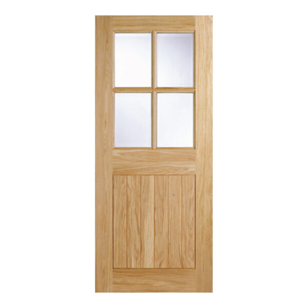 Cottage 4L Unfinished Oak External Door 4 Lights With Clear Double Glazed Unit