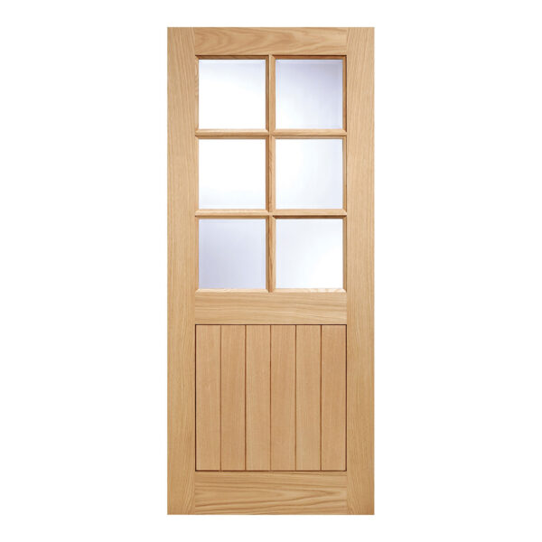 Cottage 6L Unfinished Oak External Door 6 Lights with Clear Double Glazed Unit