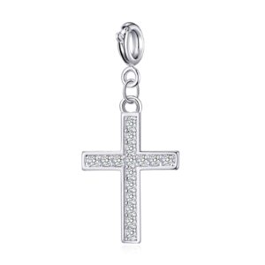 Cross Charm Created with Zircondia® Crystals