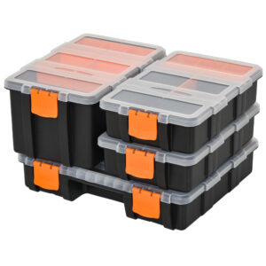 DURHAND Tool Storage Box Set 4 Pack Various Sizes PP Material Hardware Organiser BlackOrange Aosom UK