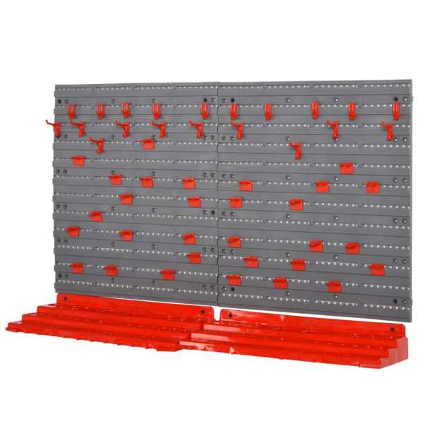 DURHAND Wall Mounted Tool Storage Board 54 Piece Set with Pegboard 50 Pegs 2 Shelves Organiser for Workshop Garage Aosom UK