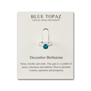 December Blue Topaz Adjustable Birthstone Ring Created with Zircondia® Crystals