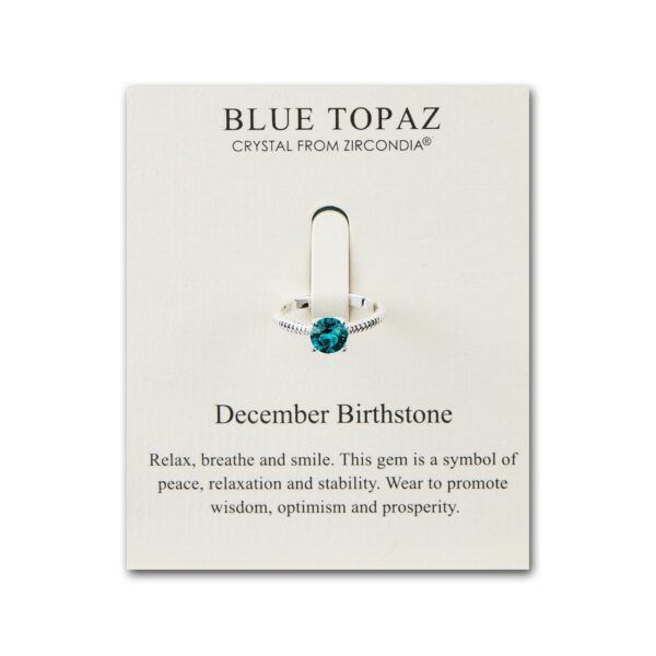 December Blue Topaz Adjustable Birthstone Ring Created with Zircondia® Crystals