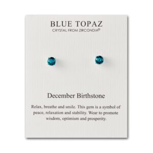 December Blue Topaz Birthstone Earrings Created with Zircondia® Crystals