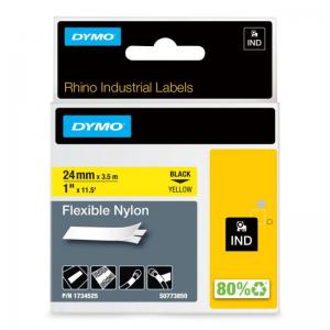 Dymo 1734525 24mm Black on Yellow Flexible Tape S0773850 19022J