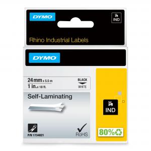 Dymo 1734821 24mm Black on White Self Laminating Tape S0773860