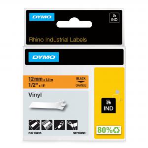 Dymo 18435 12mm Orange Vinyl Tape S0718490 14625J