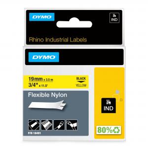 Dymo 18491 19mm x 35m Black On Yellow Flexible Nylon Tape S0718090