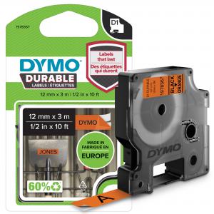 Dymo 1978367 D1 Durable 12mm x 3M Tape Black on Orange 27494J