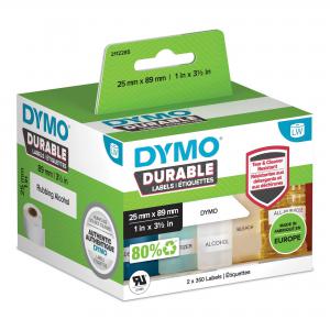 Dymo 2112285 LW Durable shelving label 25mm x 89mm Black on White 700