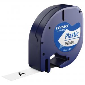 Dymo 91221 12mm x 4m Black On White Plastic Tape 27714J