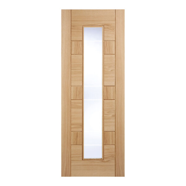 Edmonton 1L Pre Finished Oak Internal Door 1 Light With Clear Glass with Frosted Lines