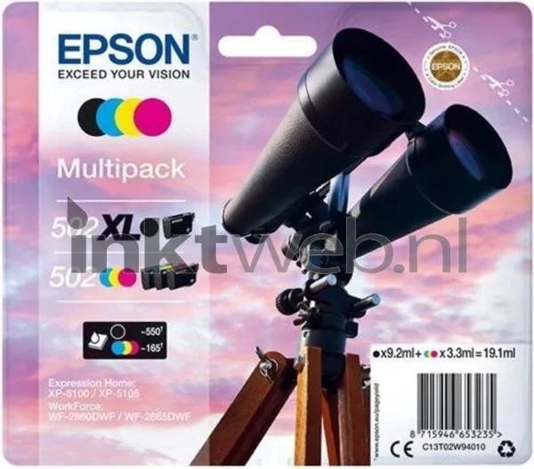 Epson 502XL 502 Multipack zwart en kleur