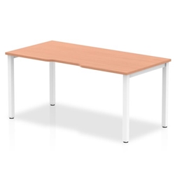 Evolve Single White Frame Bench Desk 1400 Beech BE113