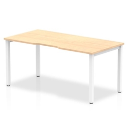 Evolve Single White Frame Bench Desk 1600 Maple BE109