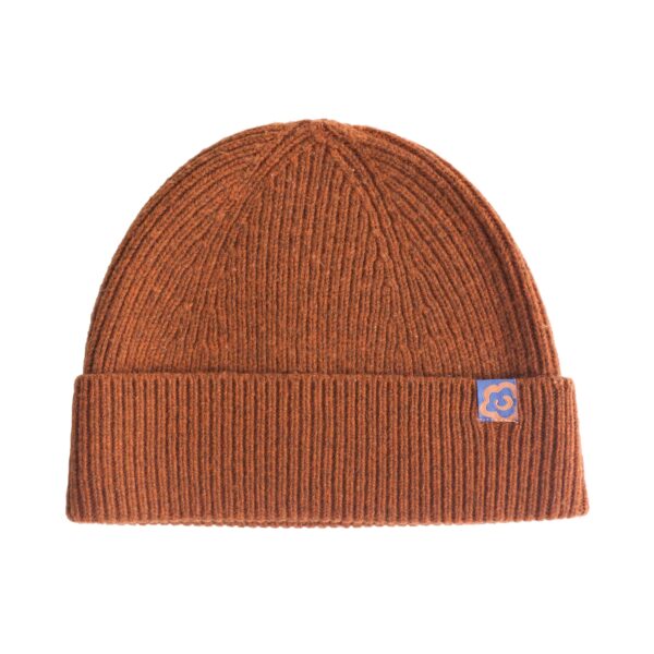 Extra Fine Marino Wool Knit Beanie Hat Burnt Orange