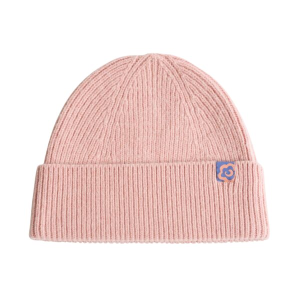 Extra Fine Marino Wool Knit Beanie Hat Pale Pink