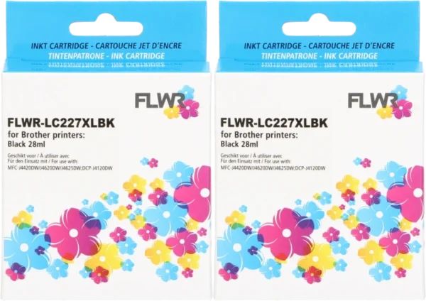 FLWR Brother LC 227BK 2 pack zwart