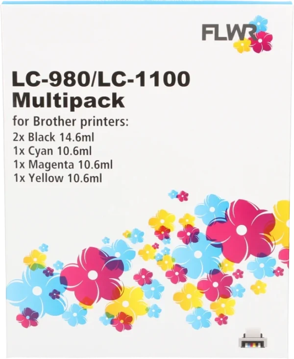 FLWR Brother LC 980 LC 1100 Multipack zwart en kleur